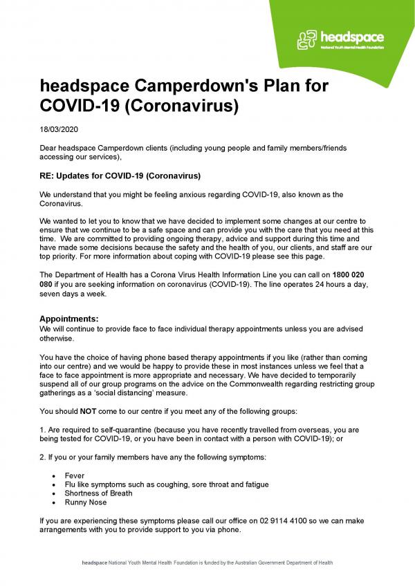 headspace Camperdown COVID 19 updated 20200318 Page 4