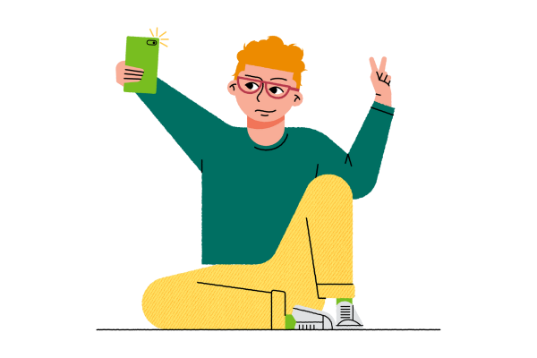 headspace illustration of boy taking selfie