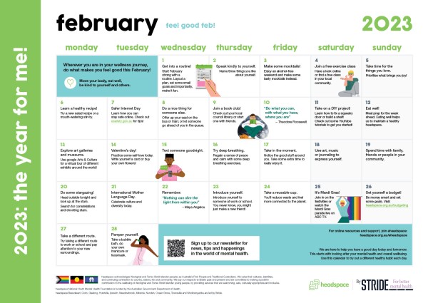 Wellbeing Calendar 2023 Australia - Image to u